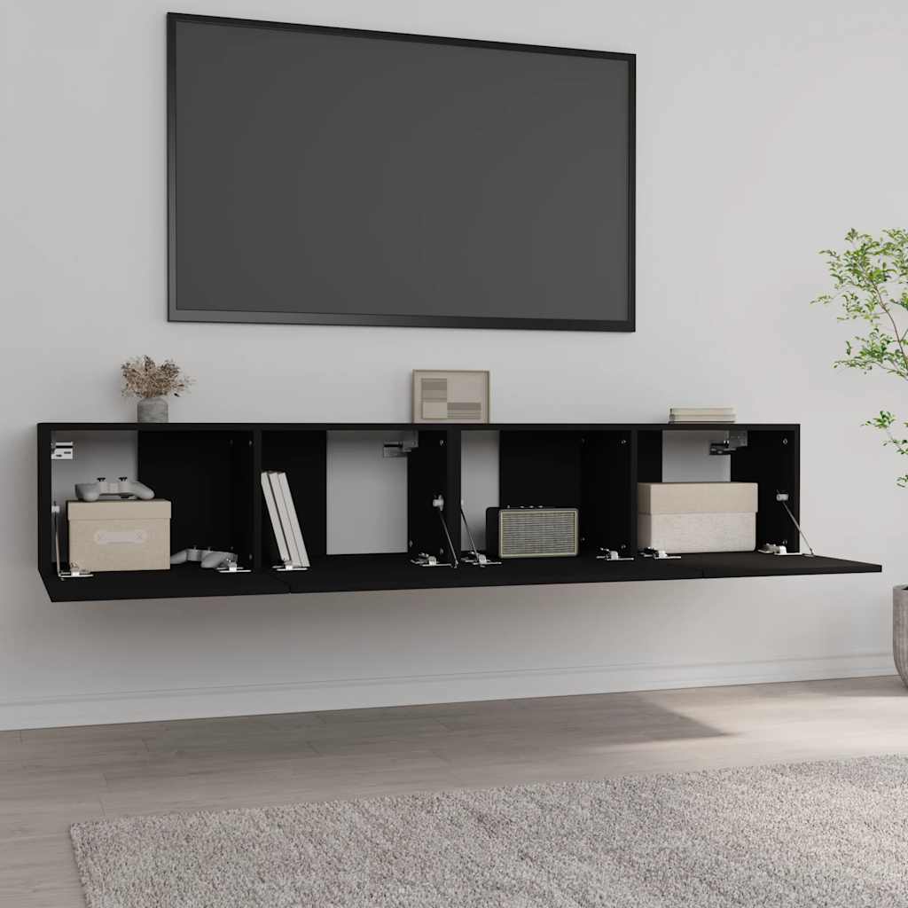 tv-borde 2 stk. 80x30x30 cm konstrueret træ sort