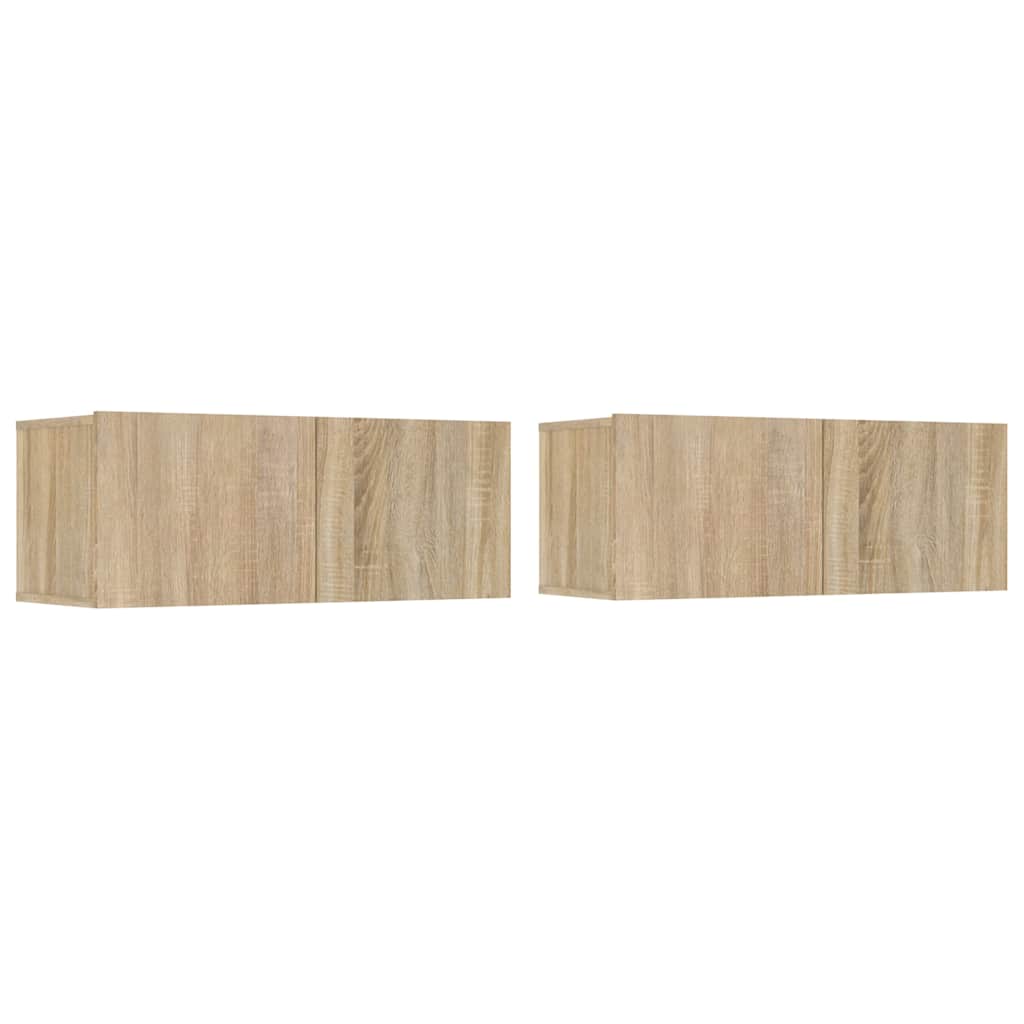 tv-skabe 2 stk. 80x30x30 cm konstrueret træ sonoma-eg