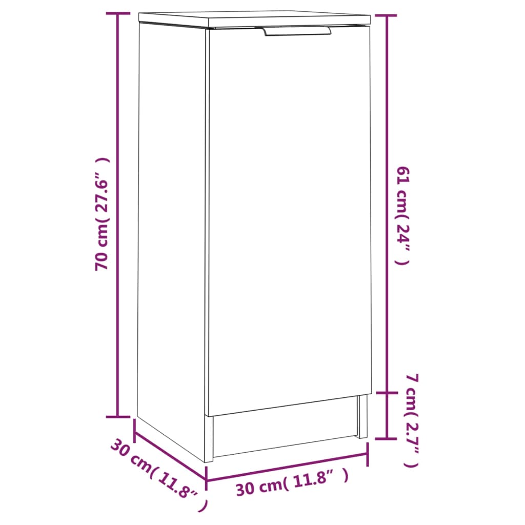 skænk 30x30x70 cm konstrueret træ betongrå