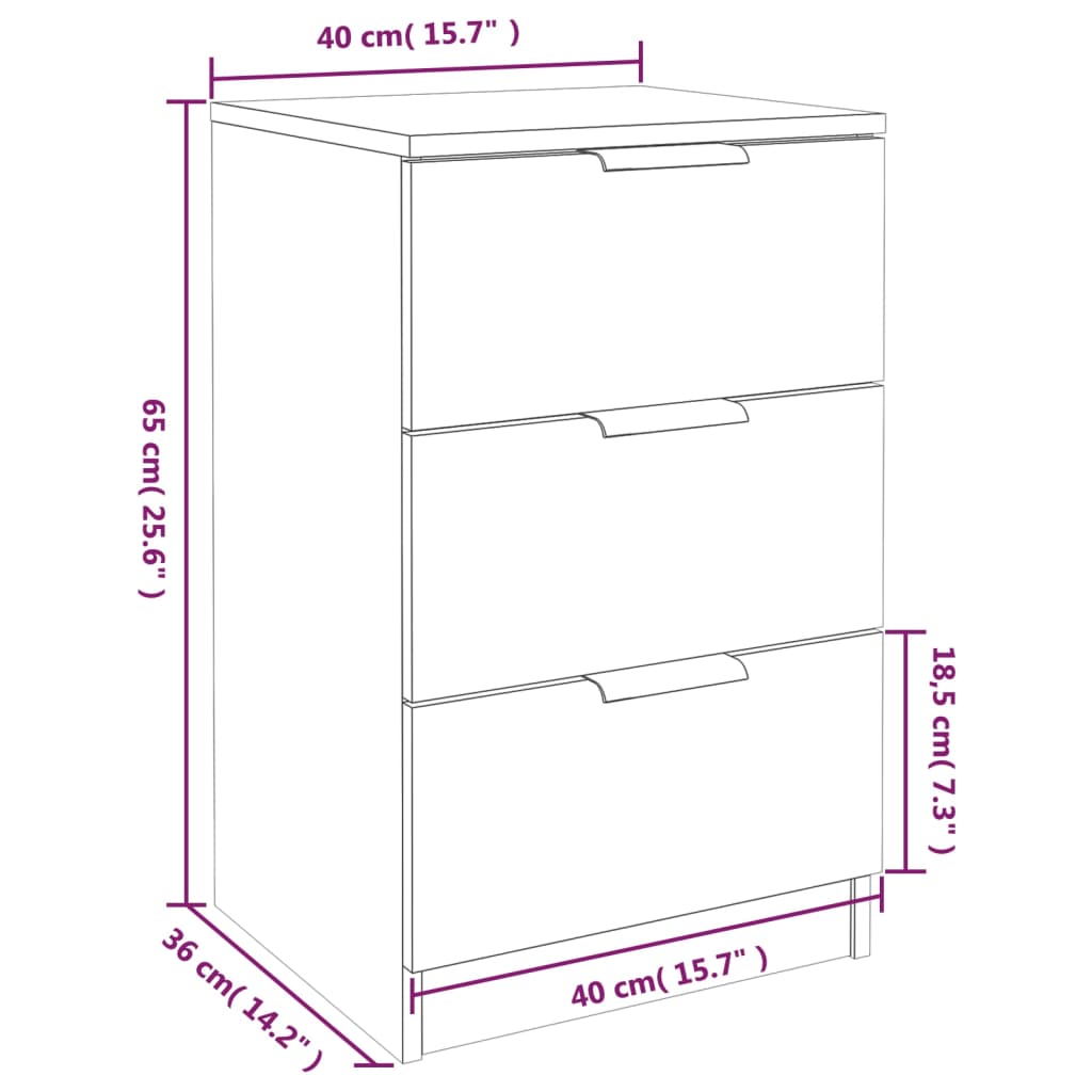 sengebord 40x36x65 cm betongrå