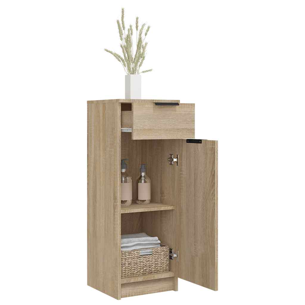 badeværelsesskab 32x33,5x90 cm konstrueret træ sonoma-eg