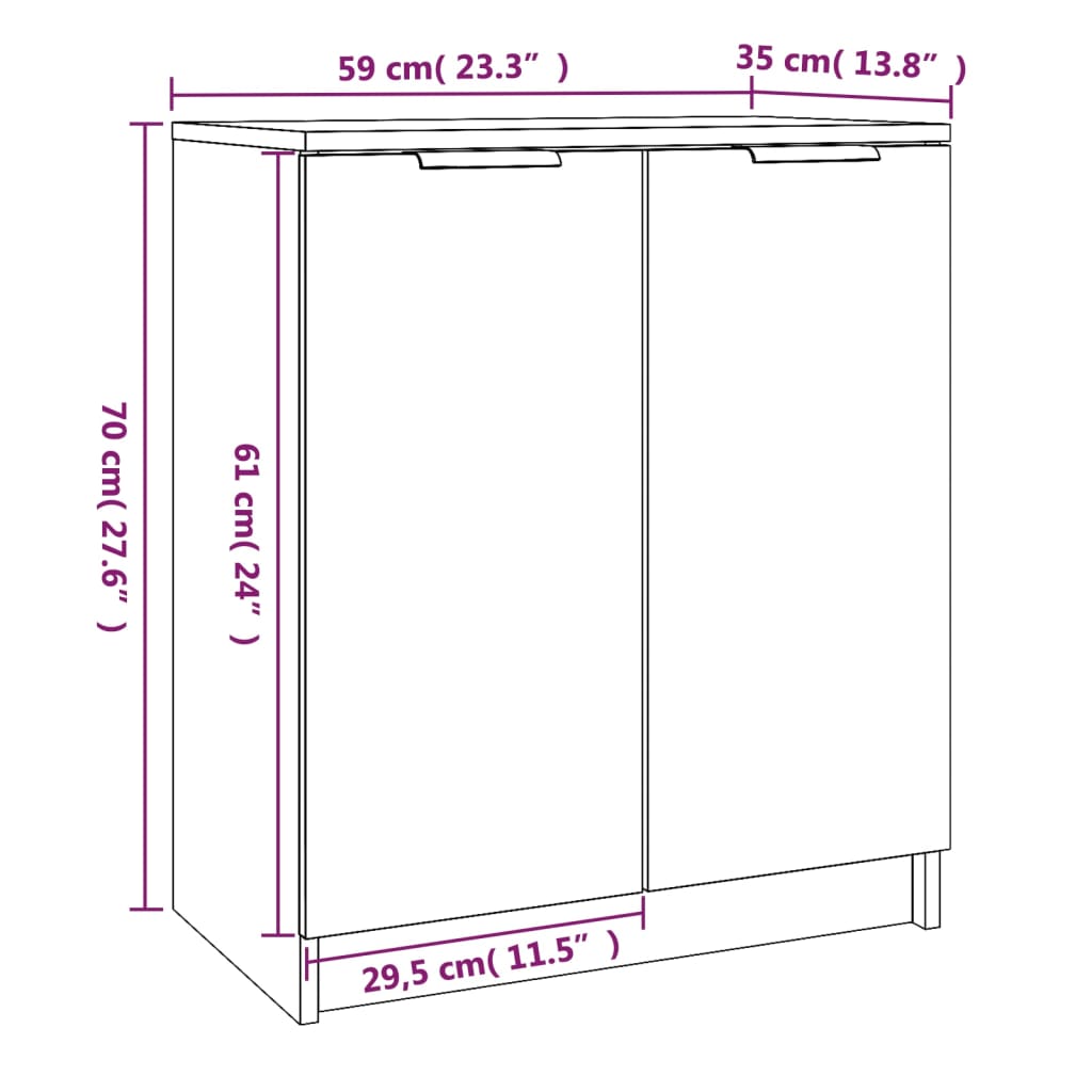 skoskab 59x35x70 cm konstrueret træ hvid