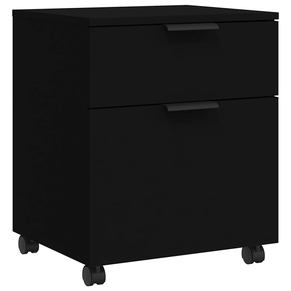 arkivskab med hjul 45x38x54 cm konstrueret træ sort