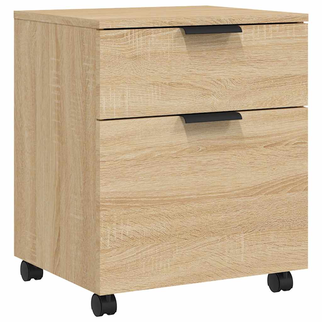 arkivskab med hjul 45x38x54 cm konstrueret træ sonoma-eg