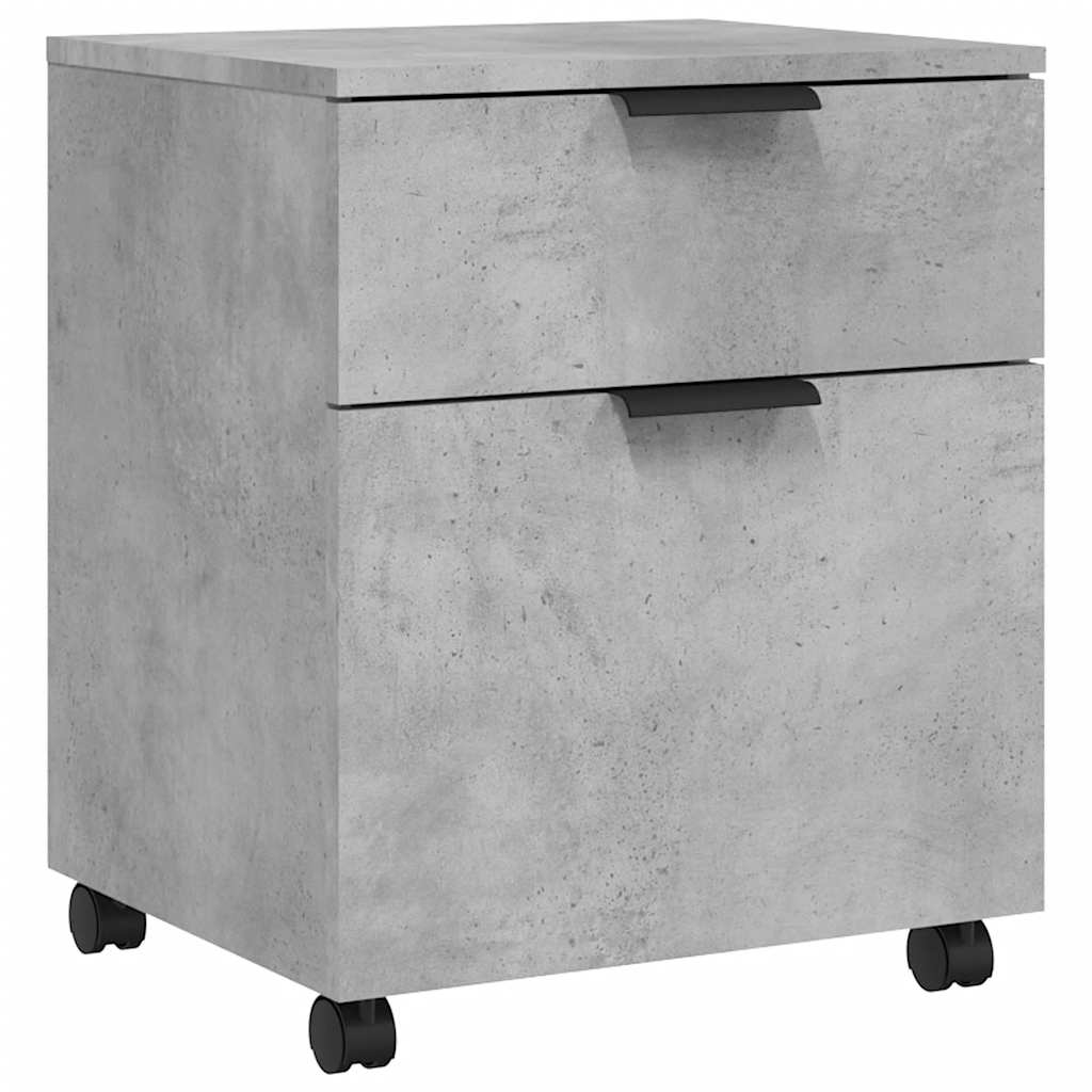 arkivskab med hjul 45x38x54 cm konstrueret træ betongrå