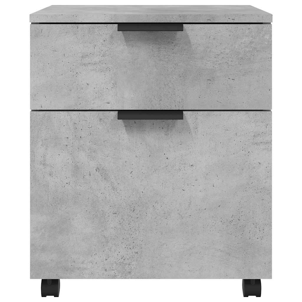 arkivskab med hjul 45x38x54 cm konstrueret træ betongrå