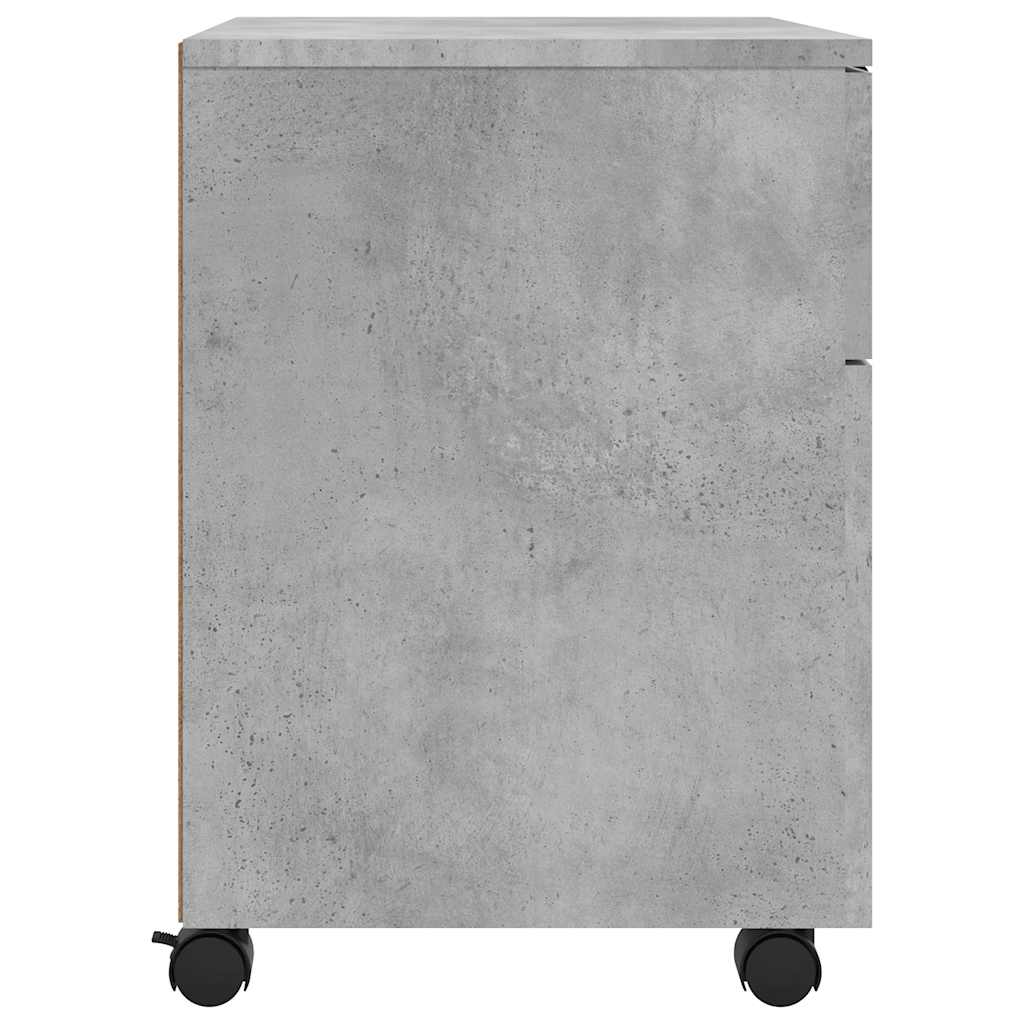 arkivskab med hjul 45x38x54 cm konstrueret træ betongrå