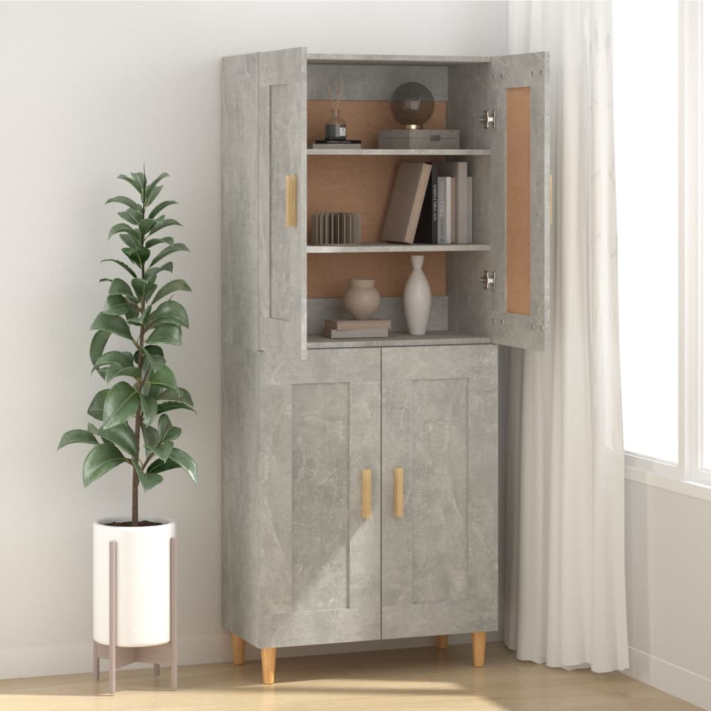 skænk 69,5x34x90 cm konstrueret træ betongrå