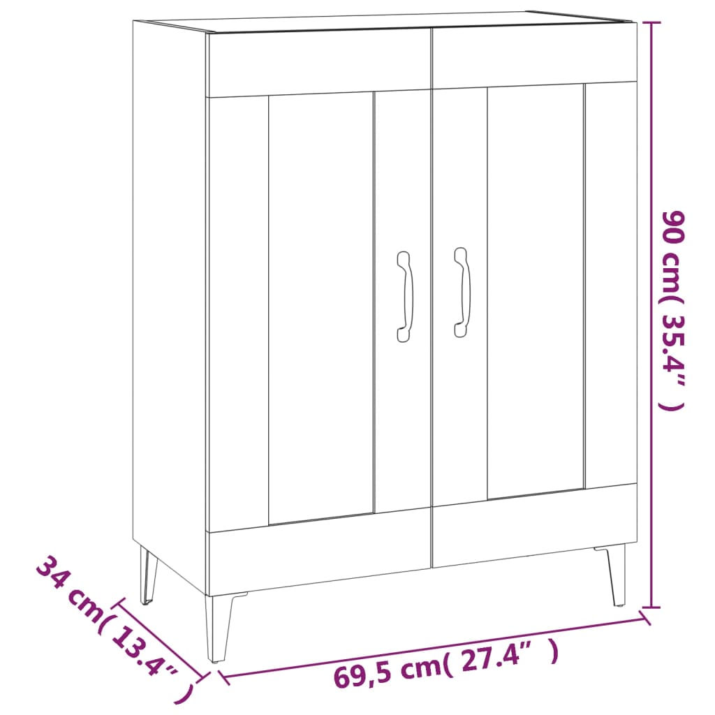 skænk 69,5x34x90 cm konstrueret træ sonoma-eg