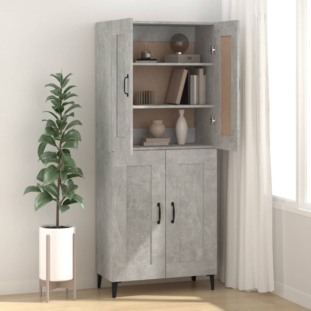 skænk 69,5x34x90 cm konstrueret træ betongrå