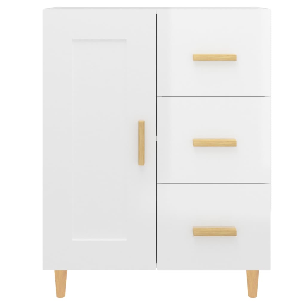 skænk 69,5x34x90 cm konstrueret træ hvid højglans