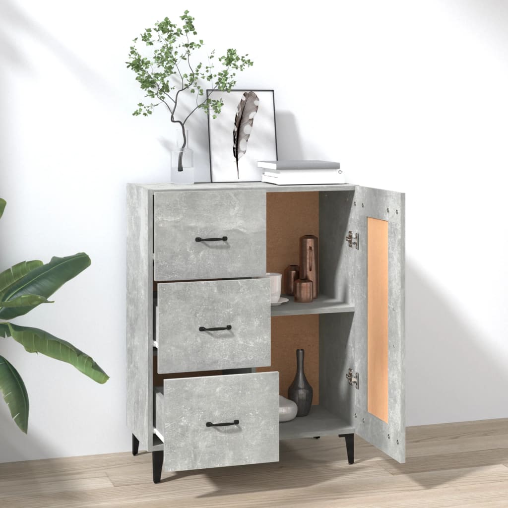 skænk 69,5x34x90 cm konstrueret træ betongrå