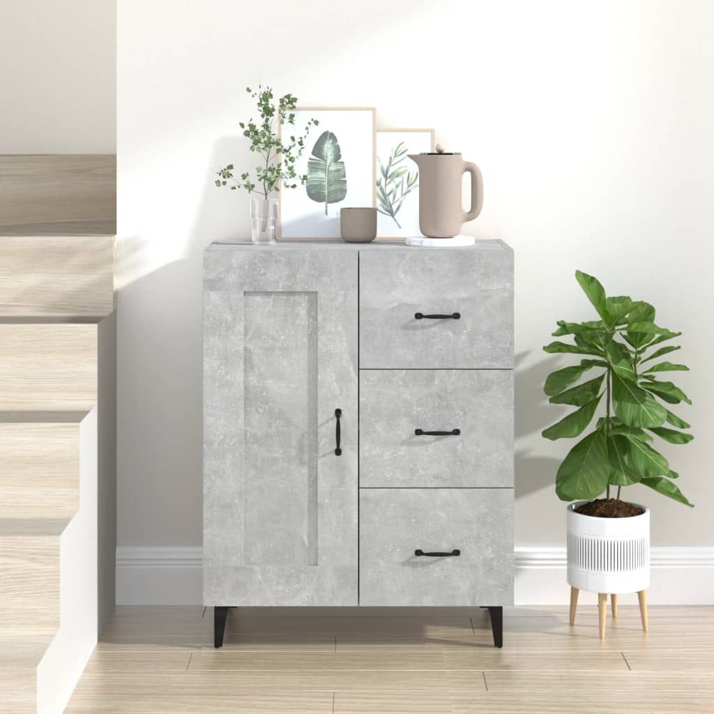 skænk 69,5x34x90 cm konstrueret træ betongrå