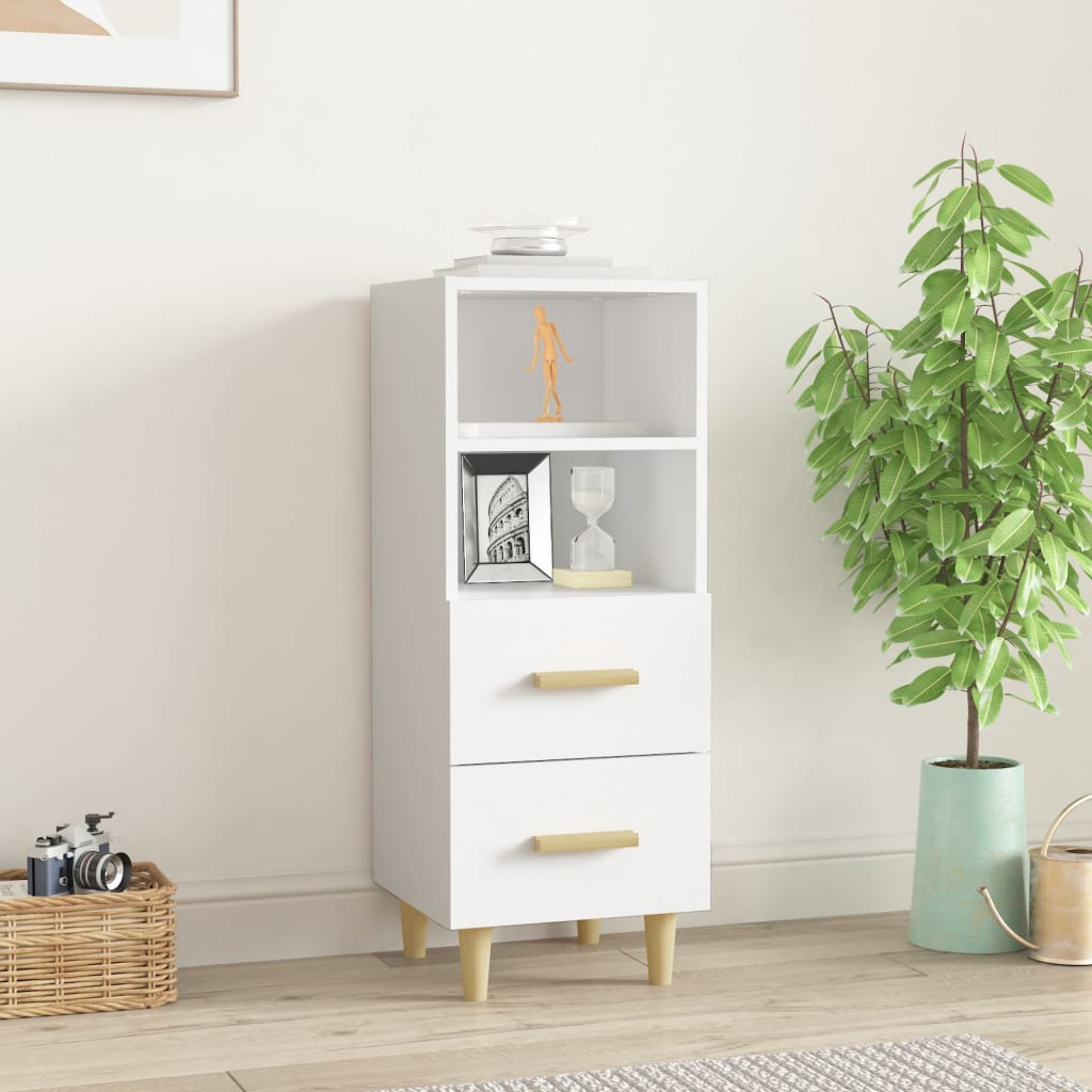 skænk 34,5x34x90 cm konstrueret træ hvid