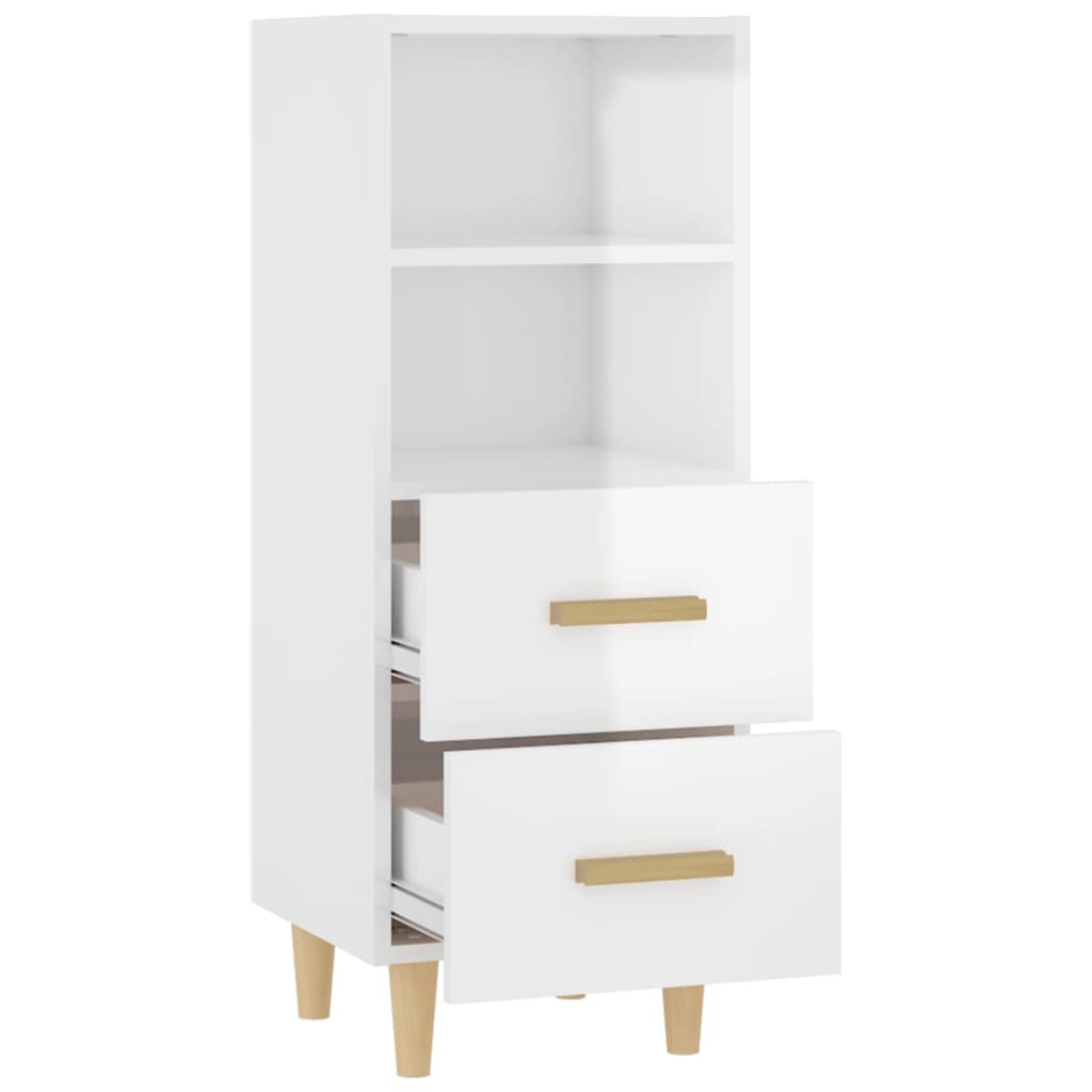 skænk 34,5x34x90 cm konstrueret træ hvid højglans