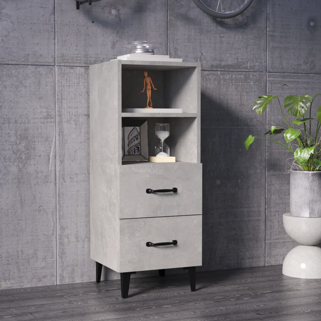 skænk 34,5x34x90 cm konstrueret træ betongrå