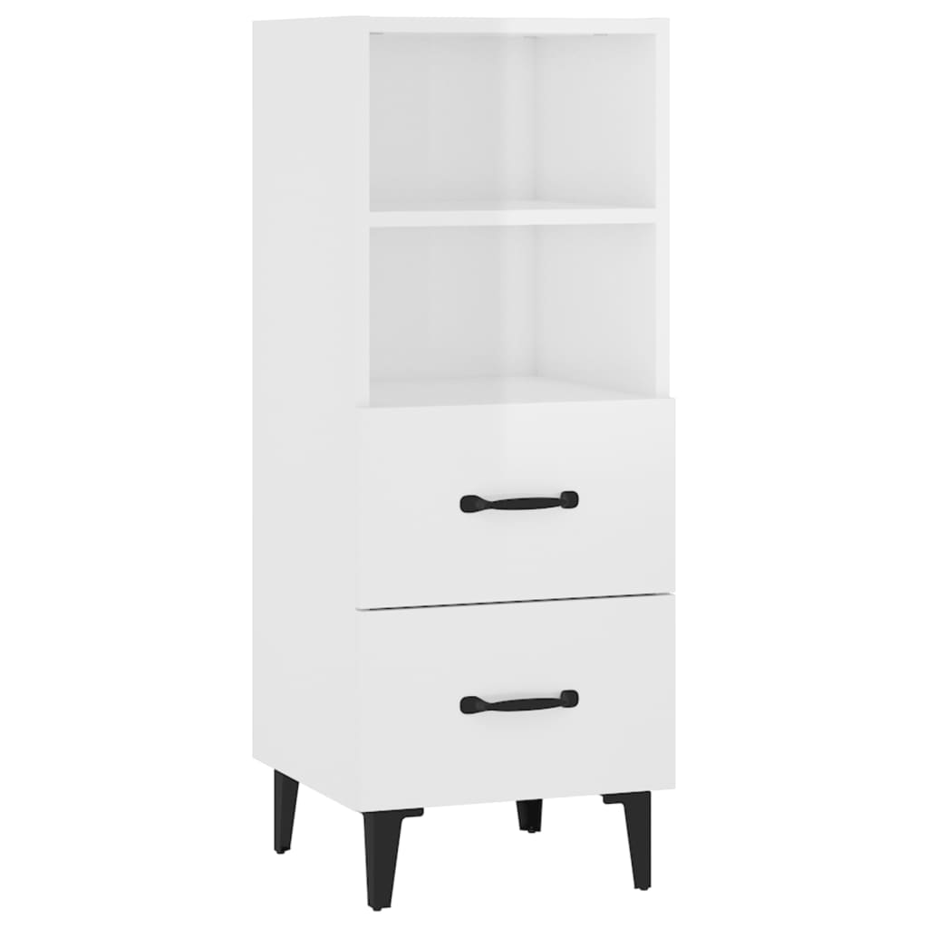 skænk 34,5x34x90 cm konstrueret træ hvid højglans