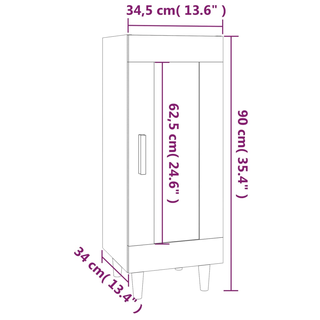 skænk 34,5x34x90 cm konstrueret træ betongrå