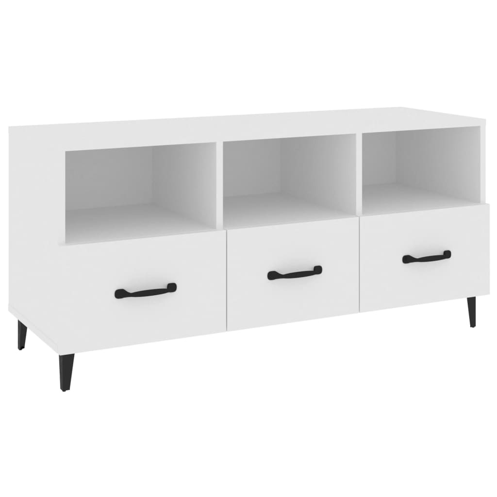 tv-bord 102x35x50 cm konstrueret træ hvid