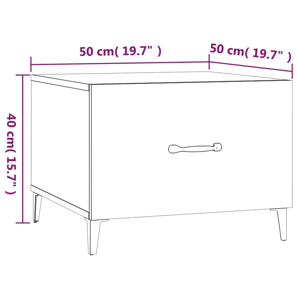 sofabord med metalben 2 stk. 50x50x40 cm sort