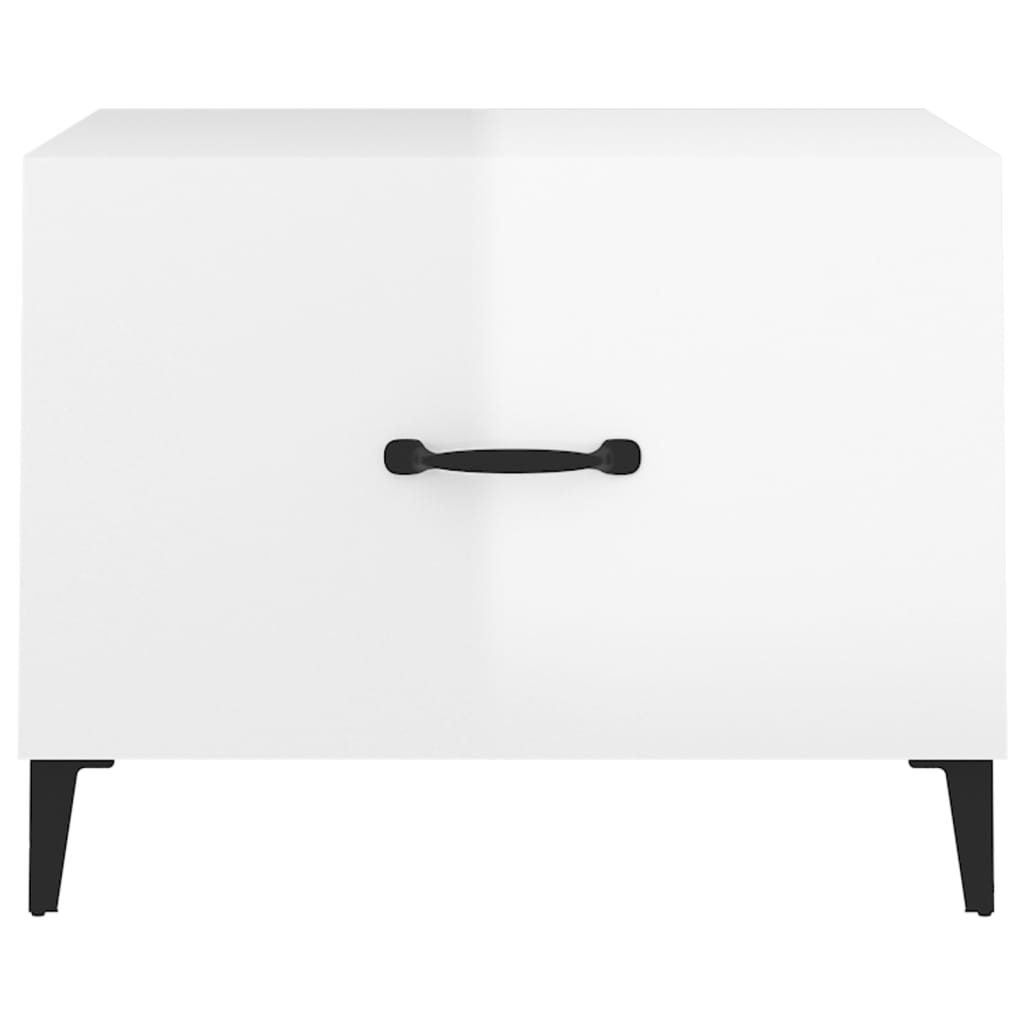 sofaborde med metalben 2 stk. 50x50x40 cm hvid højglans
