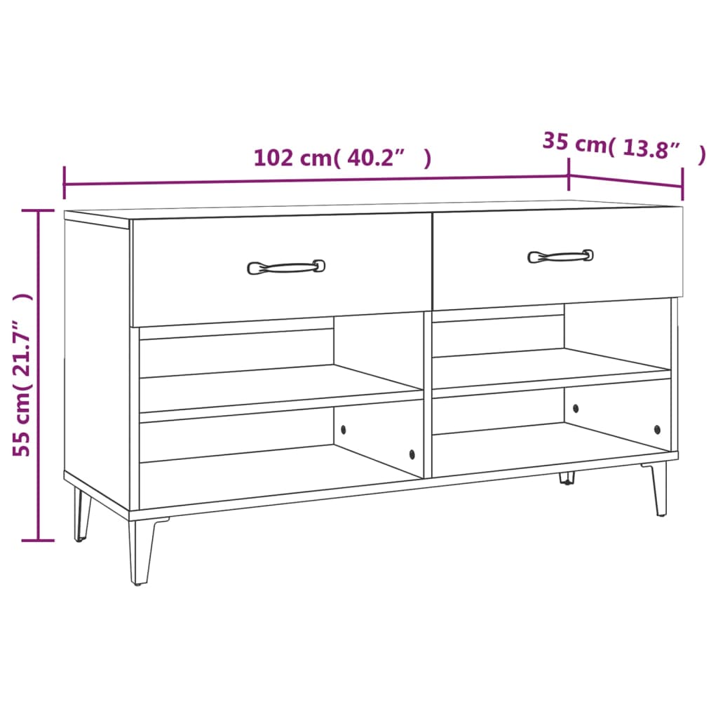 skoreol 102x35x55 cm konstrueret træ sonoma-eg