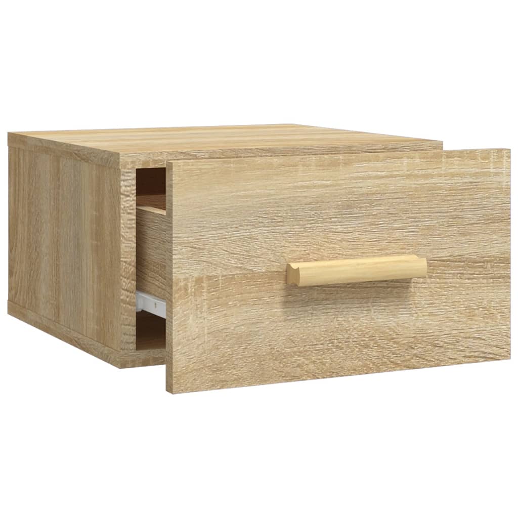 væghængte sengeborde 2 stk. 35x35x20 cm sonoma-eg