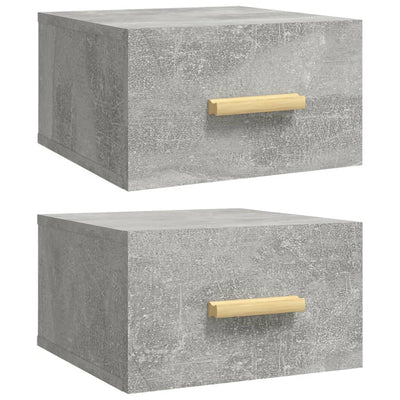væghængte sengeborde 2 stk. 35x35x20 cm betongrå