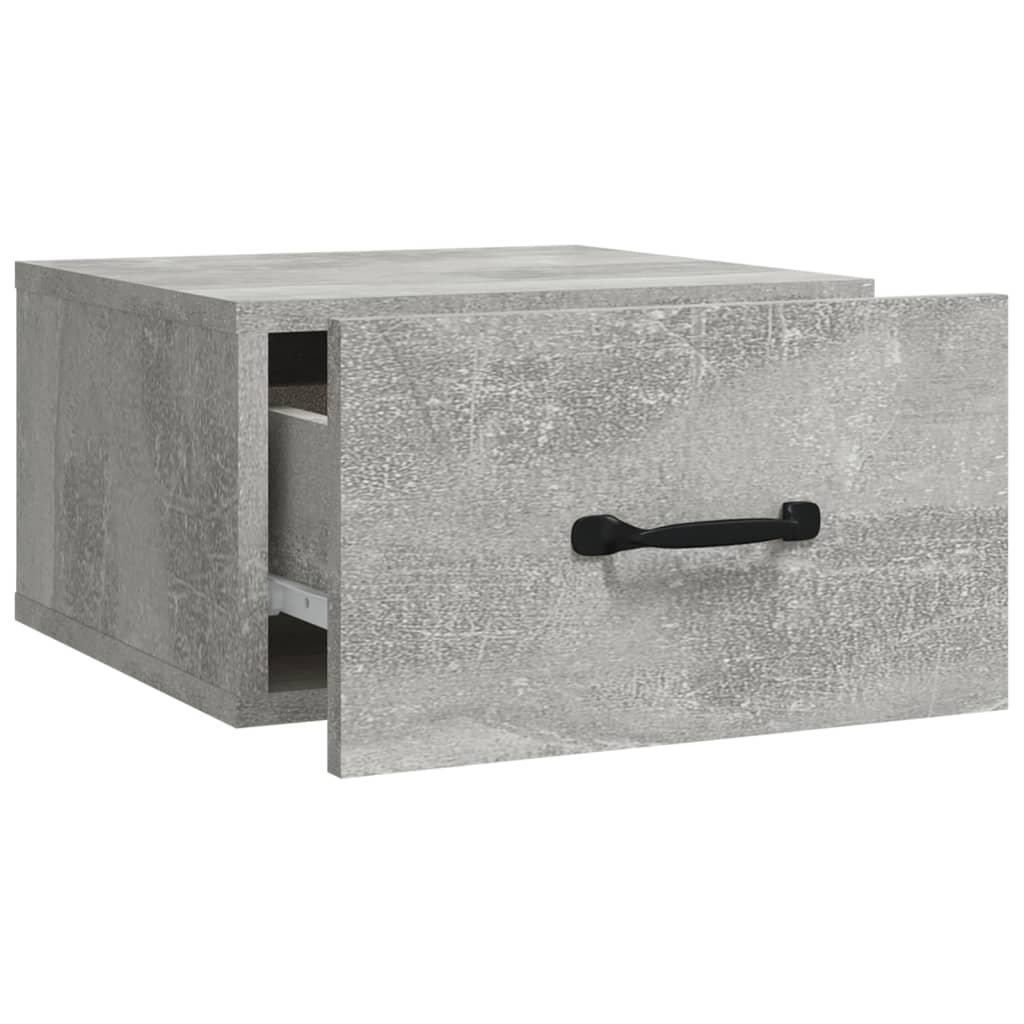 væghængt sengebord 35x35x20 cm betongrå