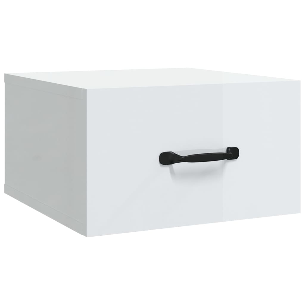 væghængt sengebord 35x35x20 cm hvid højglans