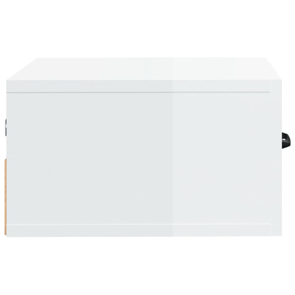 væghængt sengebord 35x35x20 cm hvid højglans
