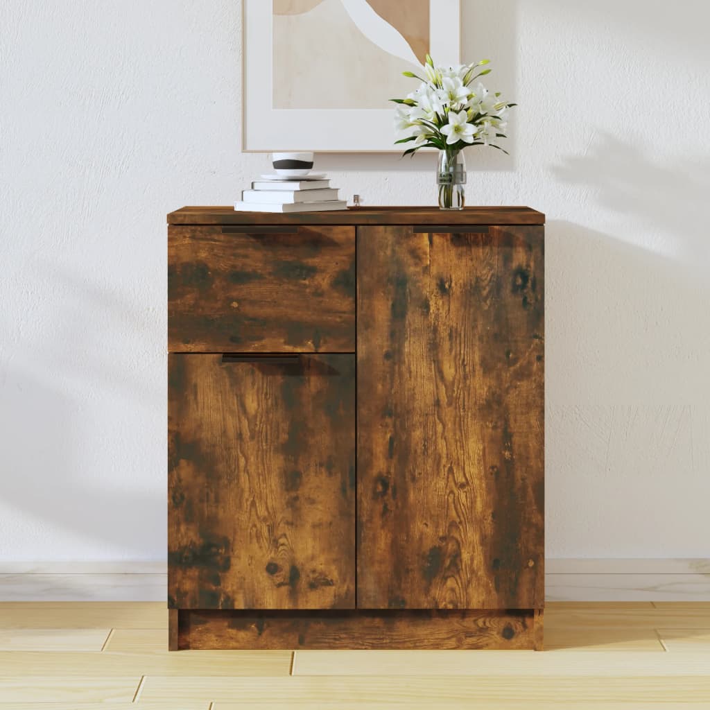 skænk 60x30x70 cm konstrueret træ røget egetræsfarve