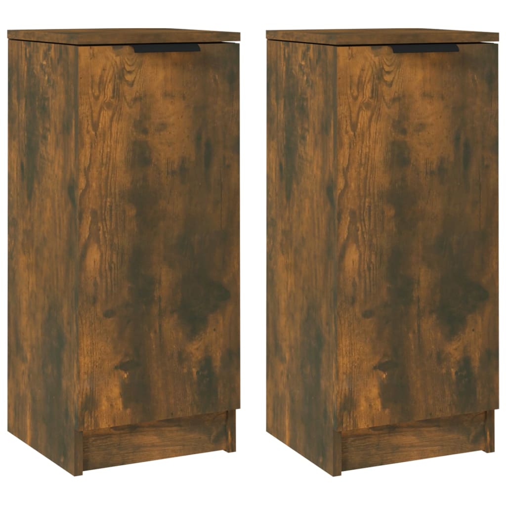 skænke 2 stk. 30x30x70 cm konstrueret træ røget egetræ