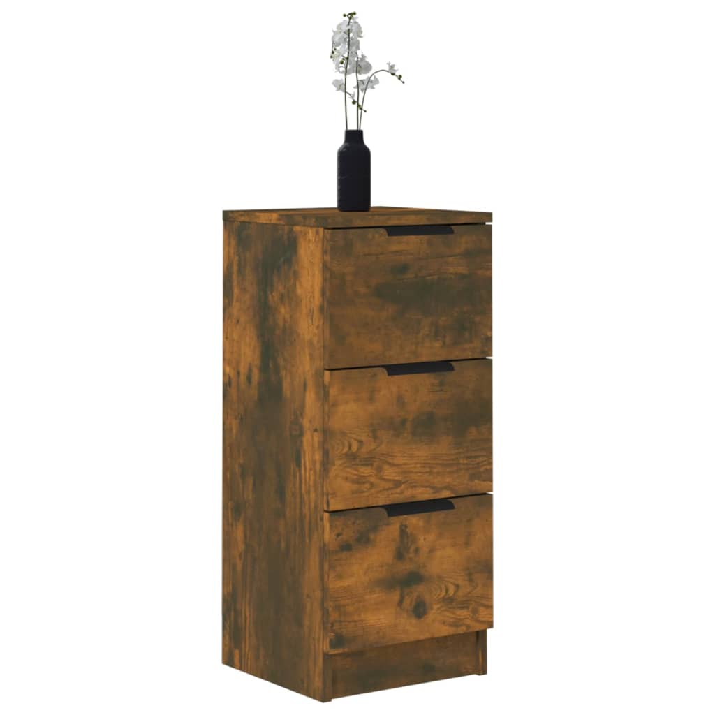 skænke 2 stk. 30x30x70 cm konstrueret træ røget egetræ
