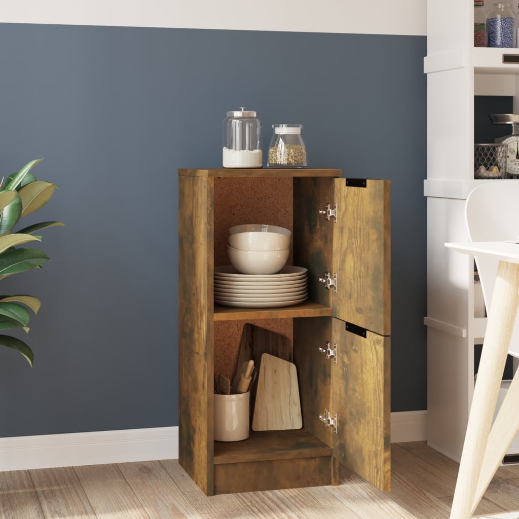 skænk 30x30x70 cm konstrueret træ røget egetræsfarve