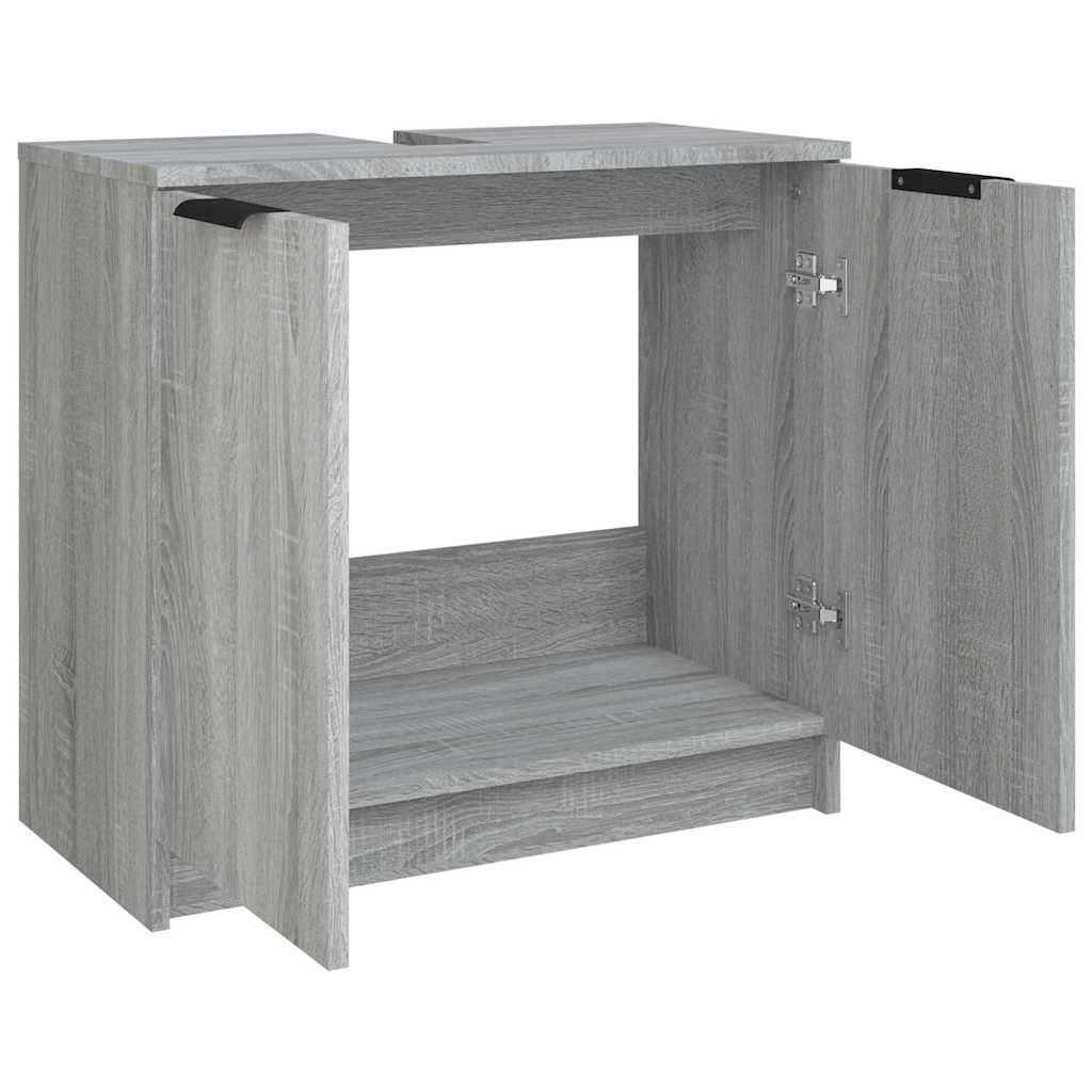 badeværelsesskab 64,5x33,5x59 cm konstrueret træ grå sonoma-eg