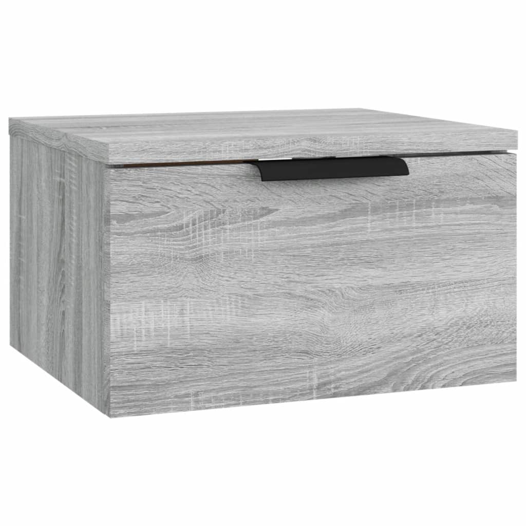 væghængt sengebord 34x30x20 cm grå sonoma-eg