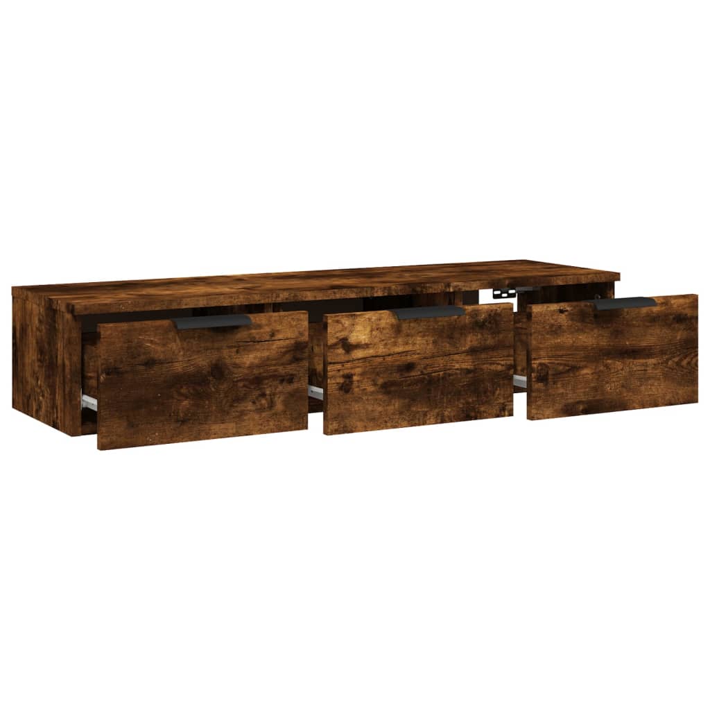 vægskab 102x30x20 cm konstrueret træ røget egetræsfarve