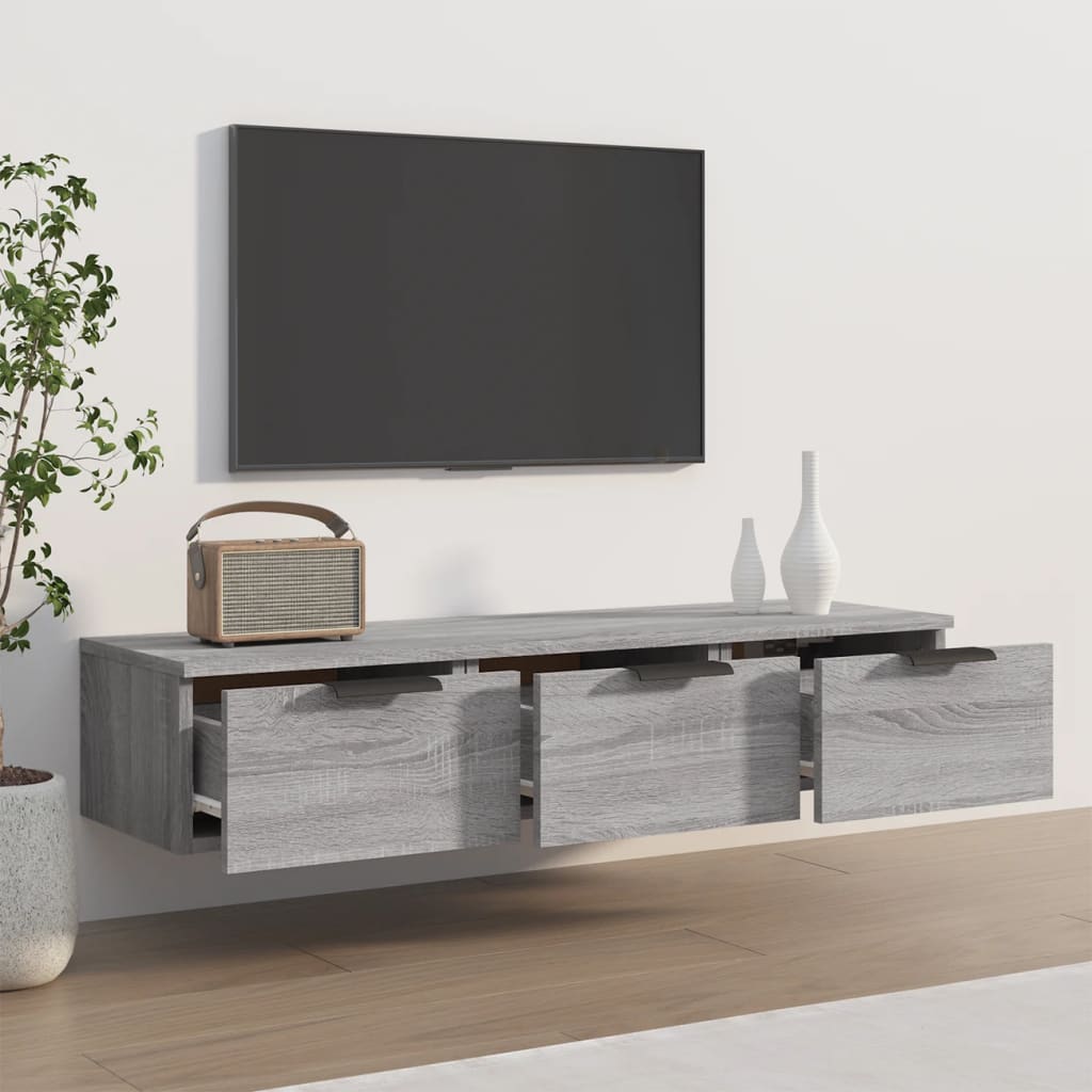 vægskab 102x30x20 cm konstrueret træ grå sonoma-eg