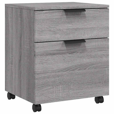 arkivskab med hjul 45x38x54 cm konstrueret træ grå sonoma-eg