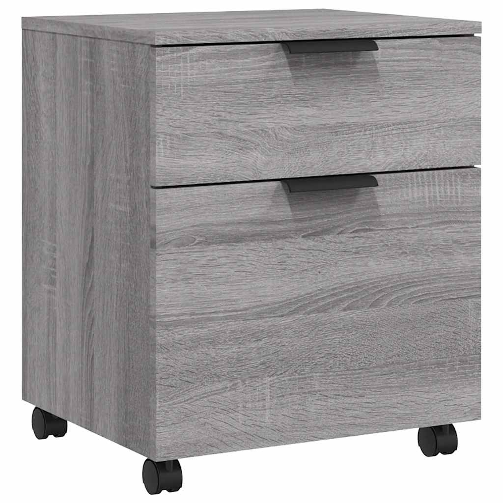 arkivskab med hjul 45x38x54 cm konstrueret træ grå sonoma-eg