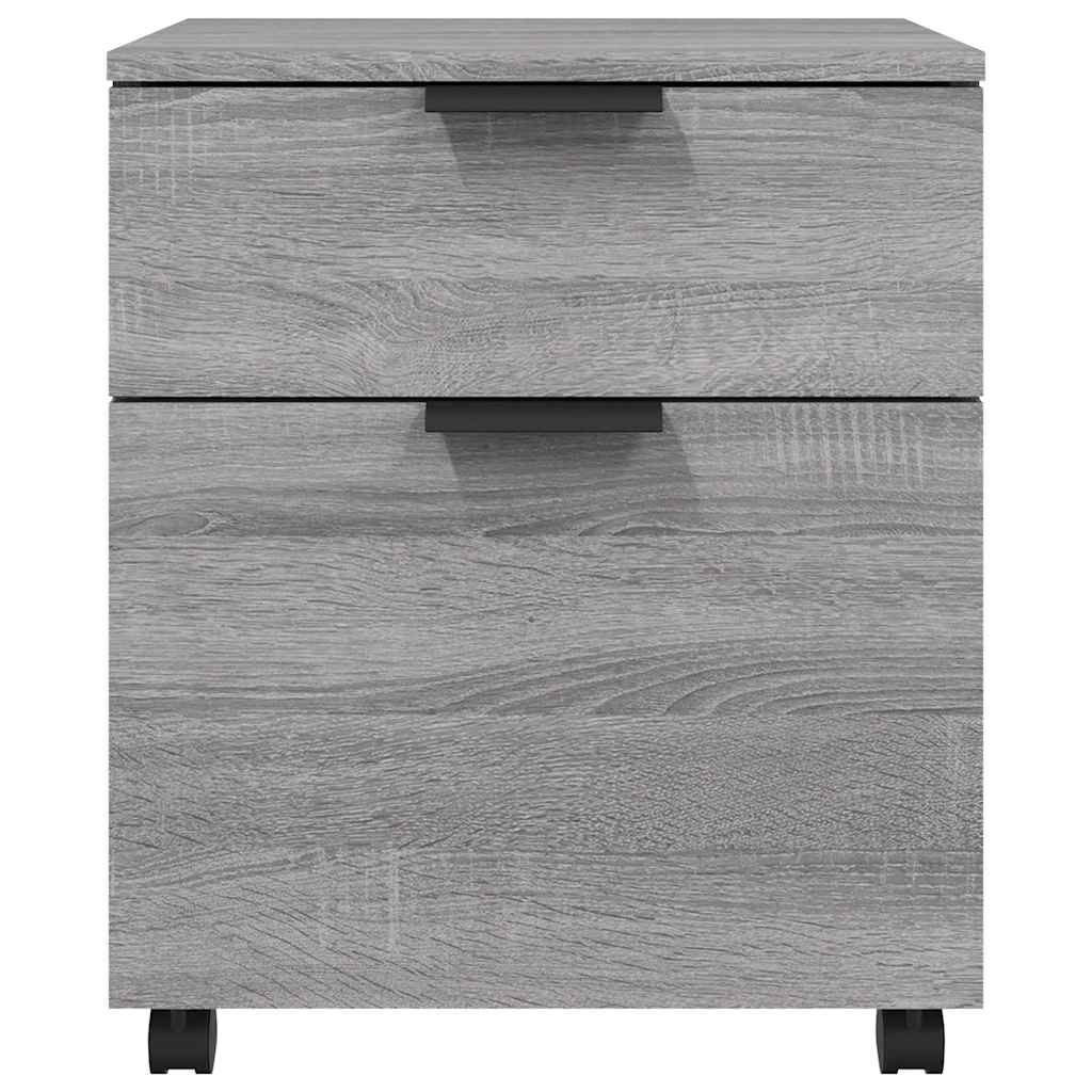 arkivskab med hjul 45x38x54 cm konstrueret træ grå sonoma-eg