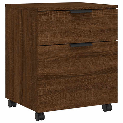 arkivskab med hjul 45x38x54 cm konstrueret træ brunt egetræ