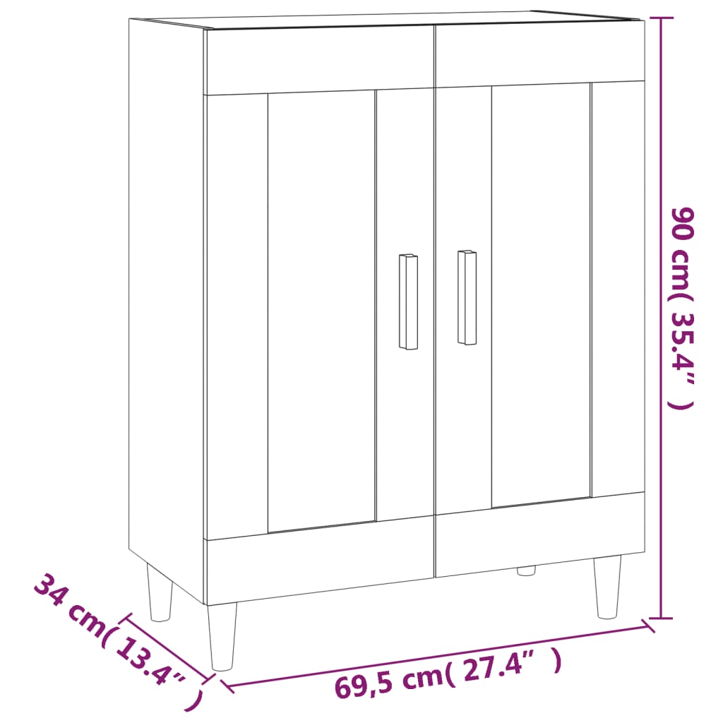 skænk 69,5x34x90 cm konstrueret træ brun egetræsfarve
