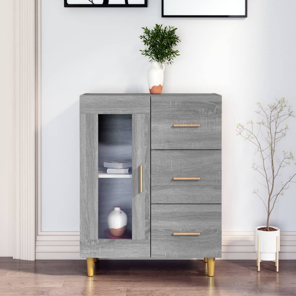 skænk 69,5x34x90 cm konstrueret træ grå sonoma-eg