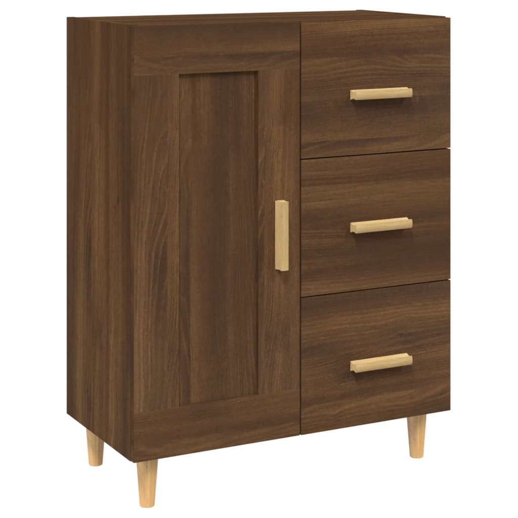 skænk 69,5x34x90 cm konstrueret træ brun egetræsfarve
