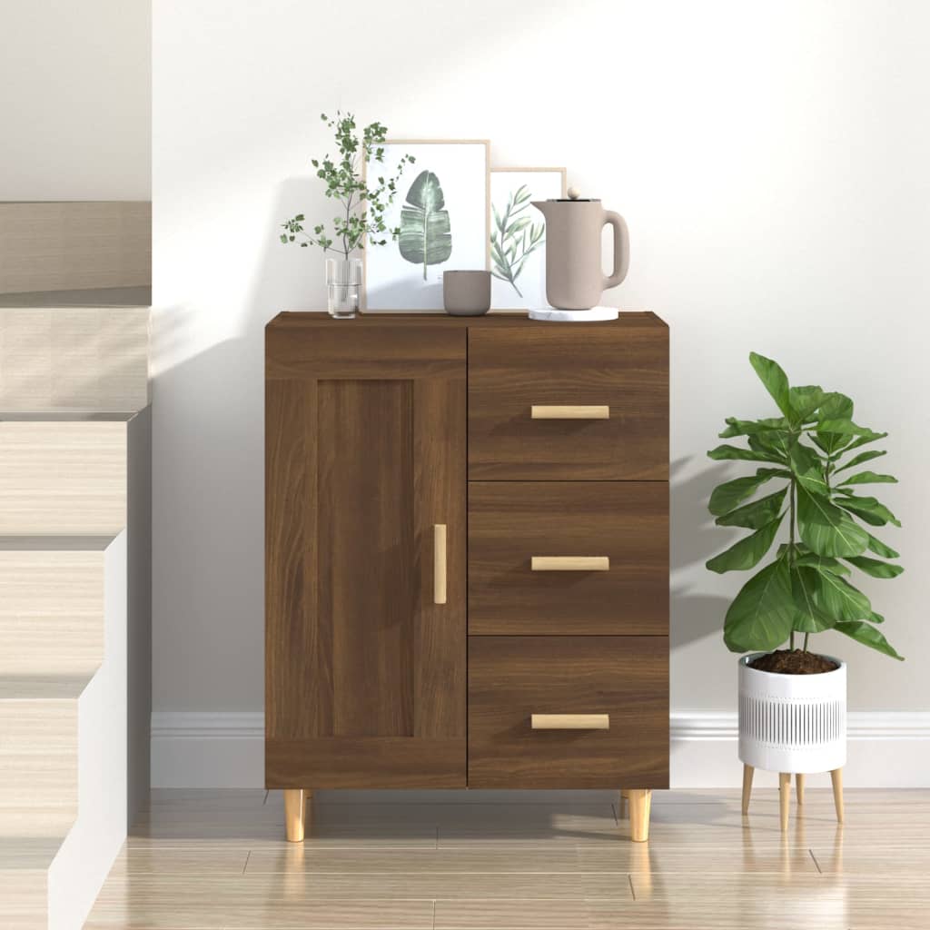 skænk 69,5x34x90 cm konstrueret træ brun egetræsfarve