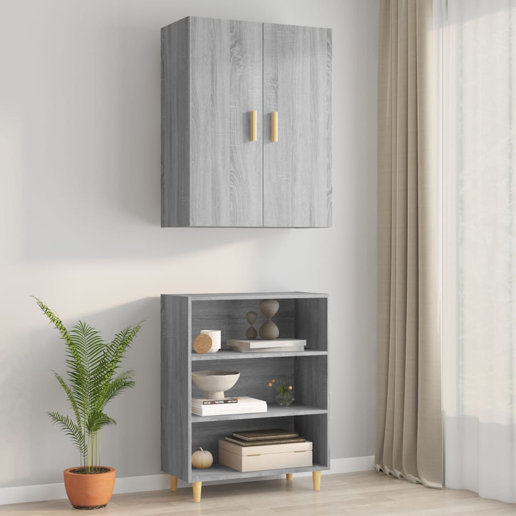 vægskab 69,5x34x90 cm grå sonoma-eg