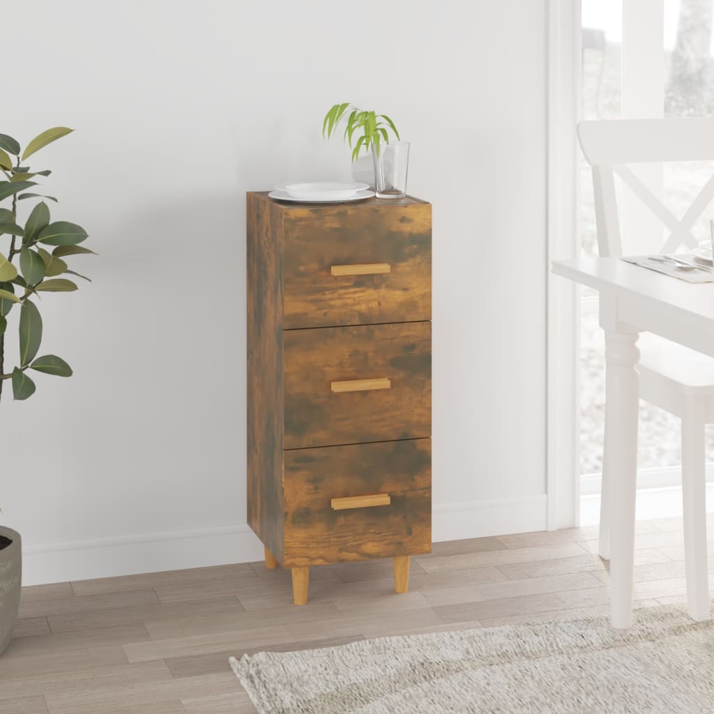 skænk 34,5x34x90 cm konstrueret træ røget egetræsfarve