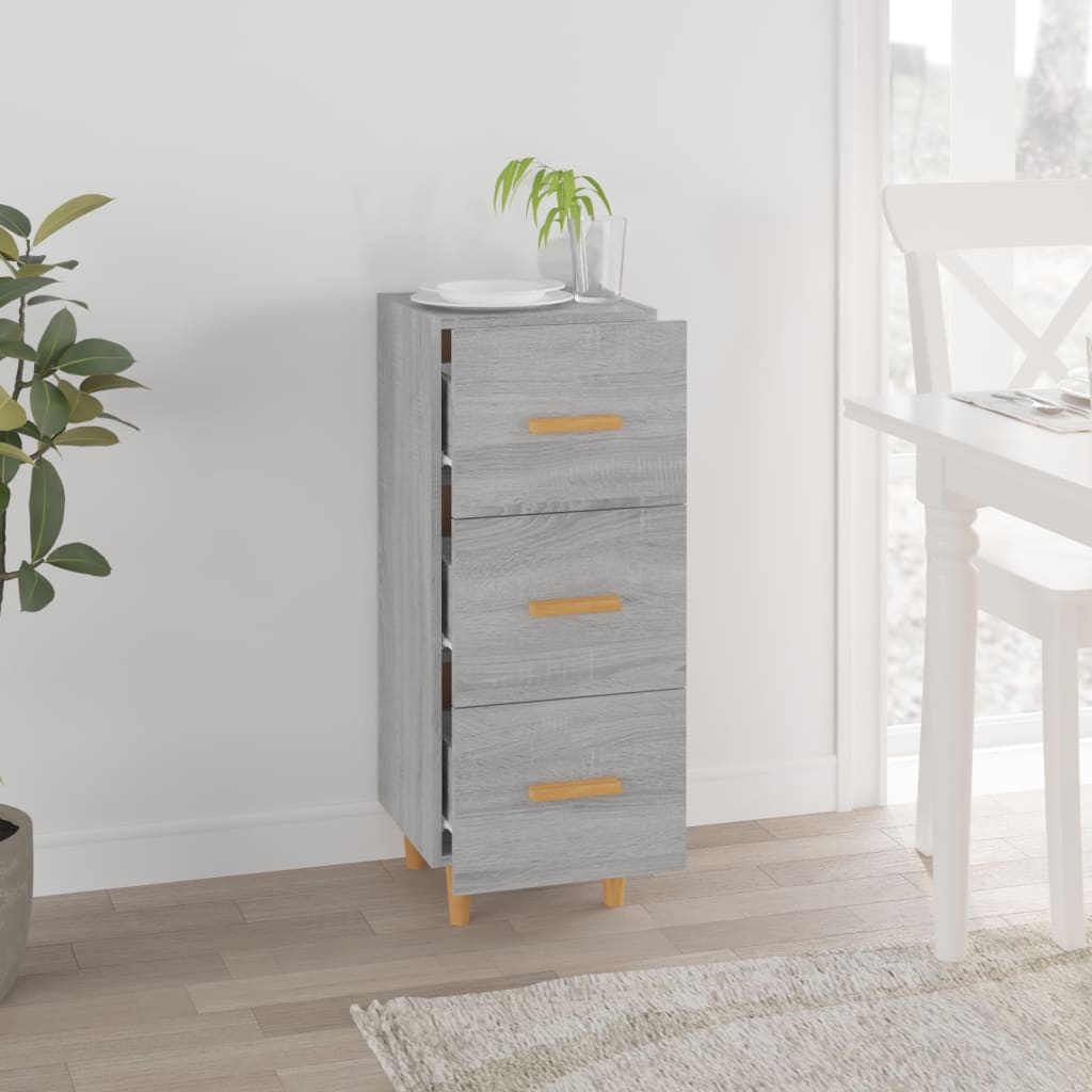 skænk 34,5x34x90 cm konstrueret træ grå sonoma-eg